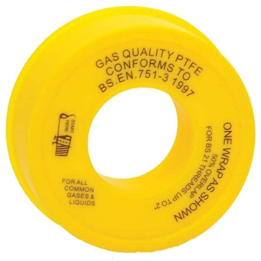 ARLEY Gas PTFE Tape 12mm x 5 Metre - Yellow Reel