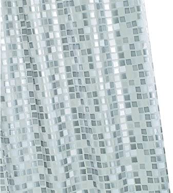 Mosaic PVC Shower Curtain Silver AE543440