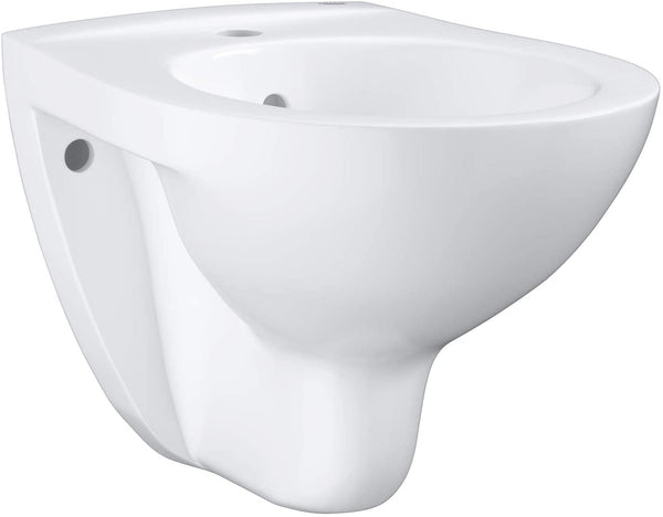 Grohe 39433000 BAU Ceramic Wall Bidet Smooth Alpine White Glass Porcelain with Threaded Hole and Overflow White