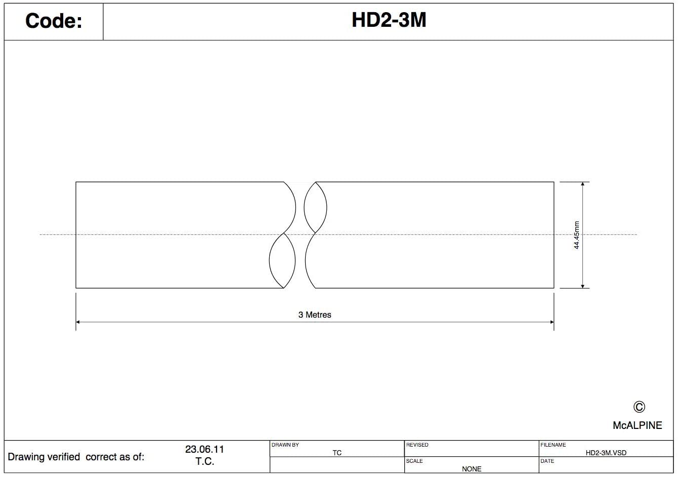McAlpine 1å_" 3m Length HDPE Surefit White Waste Pipe HD2-3M