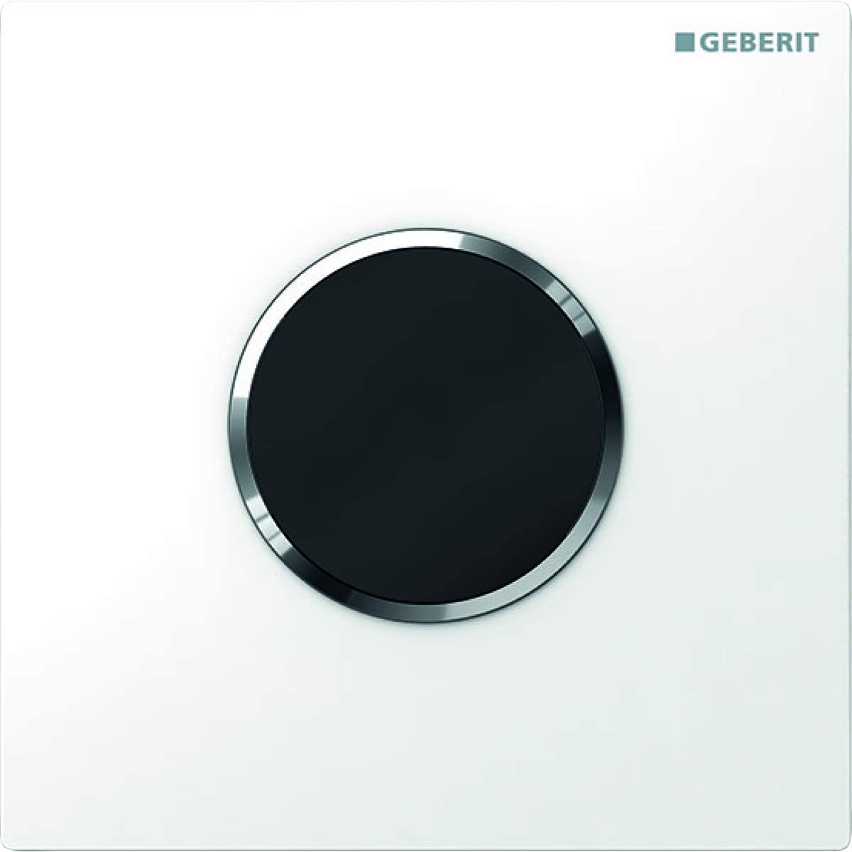 Geberit urinal control with electronic flush release, battery operation, cover plate type 10, colour: white/high-gloss chrome-plated - 116.035.KJ.1