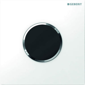 Geberit urinal control with electronic flush release, battery operation, cover plate type 10, colour: white/high-gloss chrome-plated - 116.035.KJ.1
