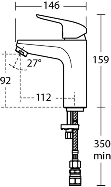 Ideal Standard B1959AA Ceraflex 1 tap Hole Bath Filler, Chrome