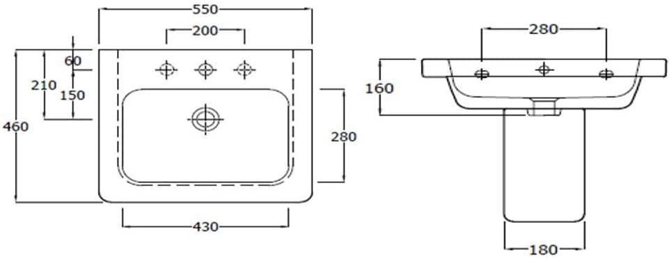 Synergy Marbella 550mm 1 Tap Hole Basin SY-MARB01