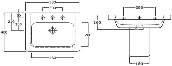 Synergy Marbella 550mm 1 Tap Hole Basin SY-MARB01