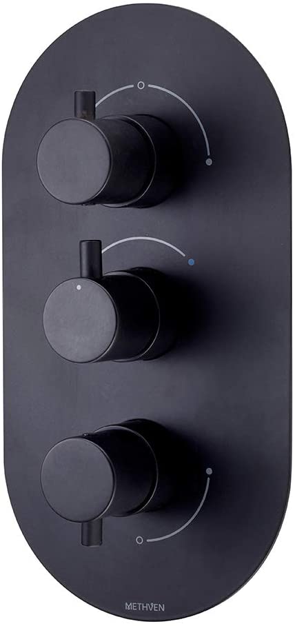 Methven Kaha Concealed Mixer Valve (3 Outlets) (Matte Black) KAHA 3VDIVBK