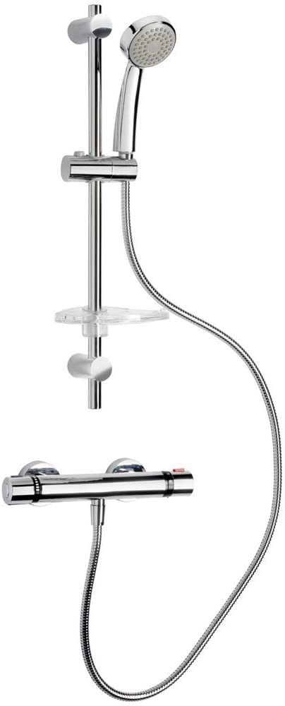 Croydex Marsus Thermostatic Bar Shower Valve and Shower Set with Connect-Eze Fixing Kit, Chrome