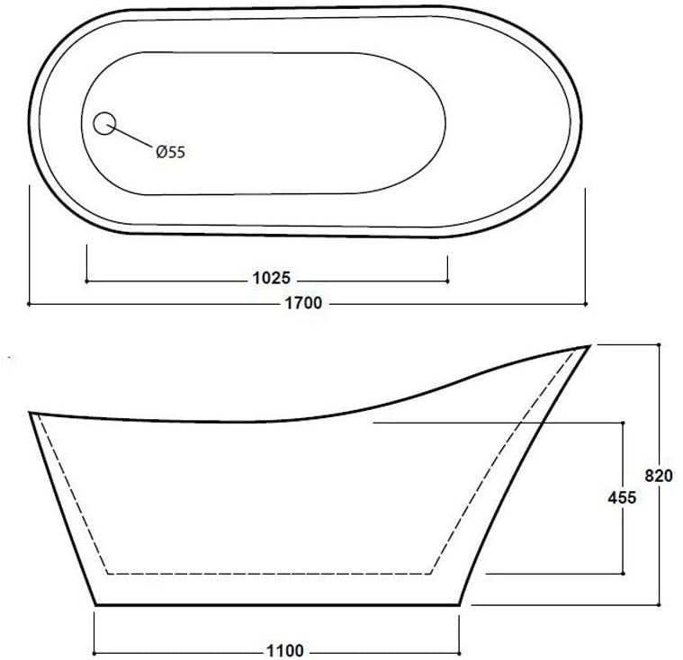 Synergy Mardi Gras 1700mm White Modern Slipper Bath SY-FSB405