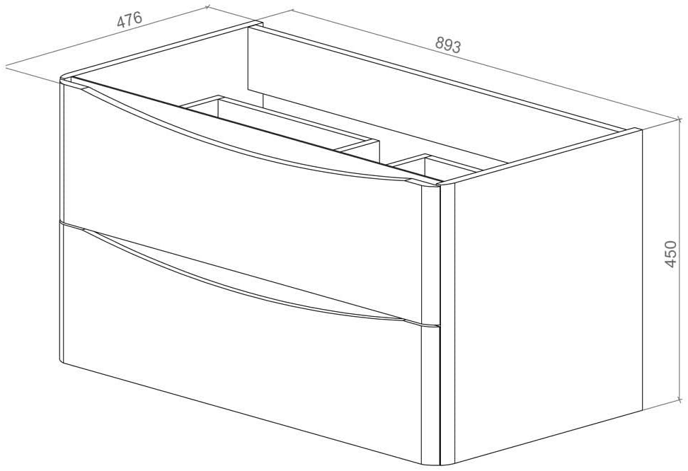 Synergy Kiev 900mm White Gloss Wall Mounted Vanity Unit SY-KIE07