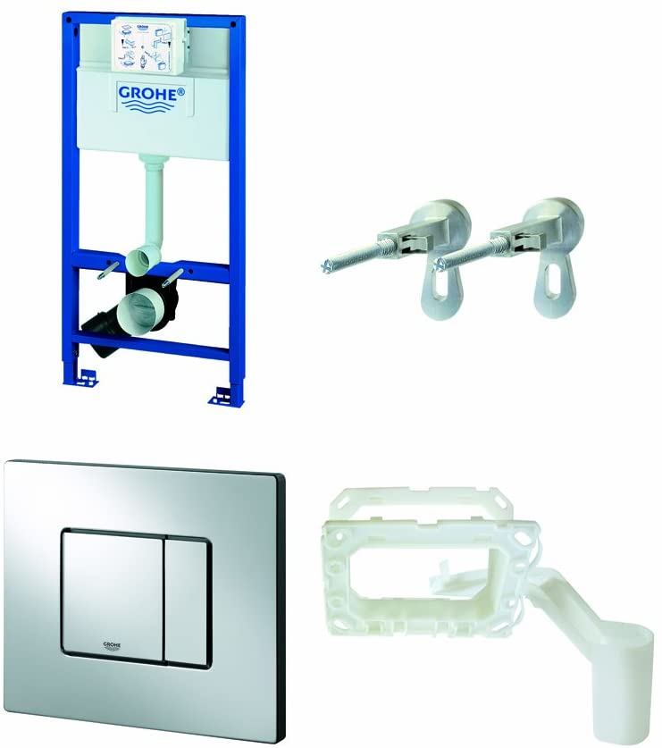 GROHE 38888000 1 m 4-inch Rapid SL WC Frame includes Skate Cosmo Wall Plate and GROHE Fresh