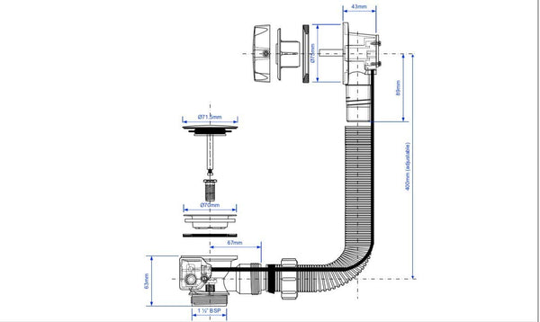 McAlpine Bath Clicker Waste with Overflow