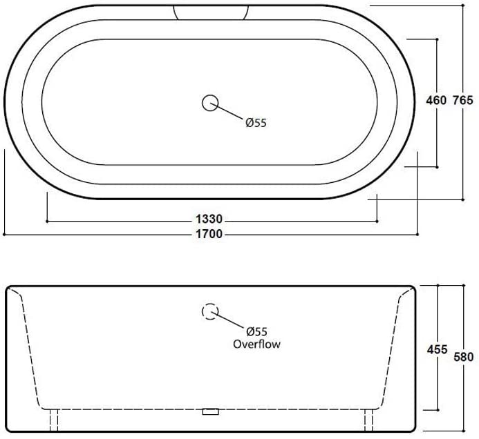 Synergy Kingston 1700mm Modern Double Ended Bath