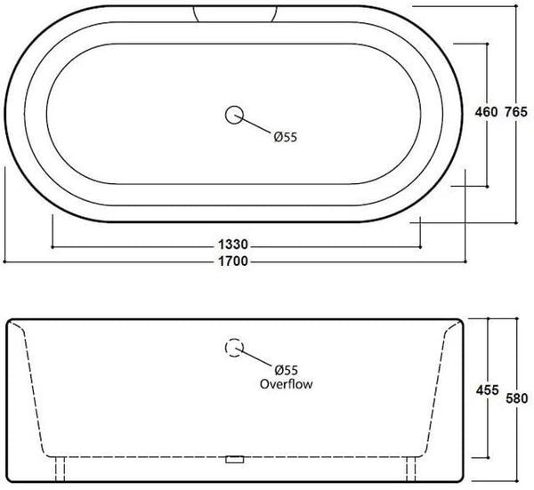 Synergy Kingston 1700mm Modern Double Ended Bath