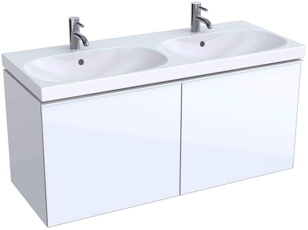 Geberit Acanto Vanity unit 500613, 1190x535x476mm, Colour (front/body): glass white/white high gloss lacquered - 500.613.01.2