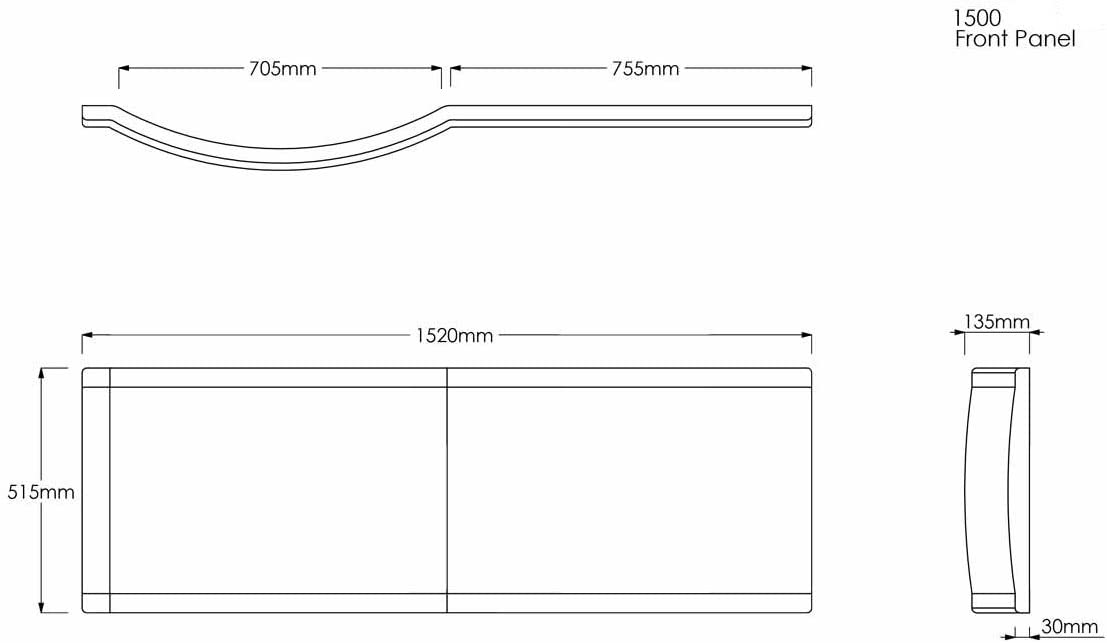 ZEYA P Shape Bath Panel 1500