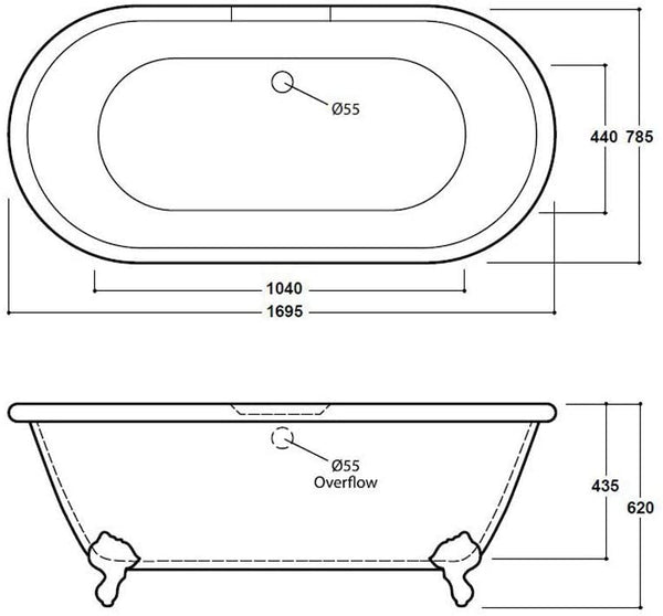 Synergy Wilmslow Traditional 1795mm Double Ended Bath SY-FSB302