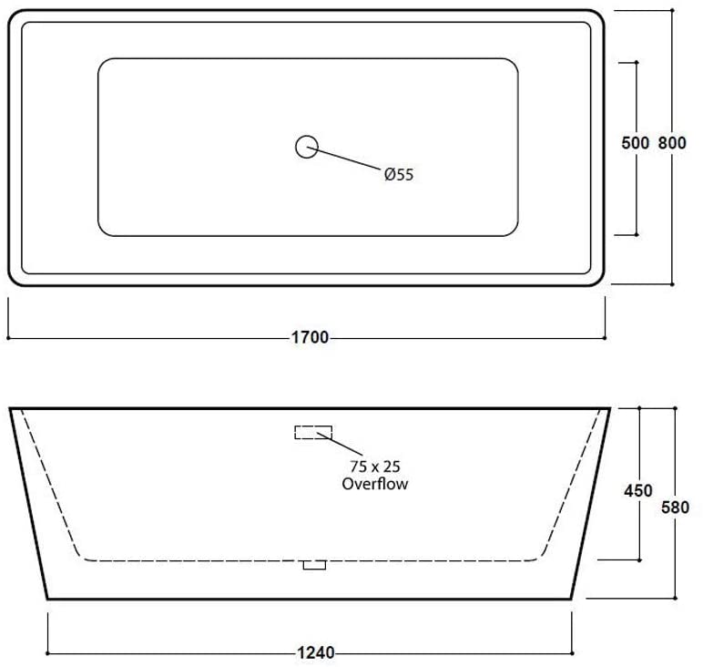 Synergy Lido 1700mm Modern Double Ended Bath SY-FSB404