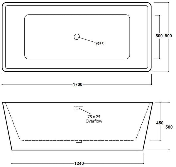 Synergy Lido 1700mm Modern Double Ended Bath SY-FSB404