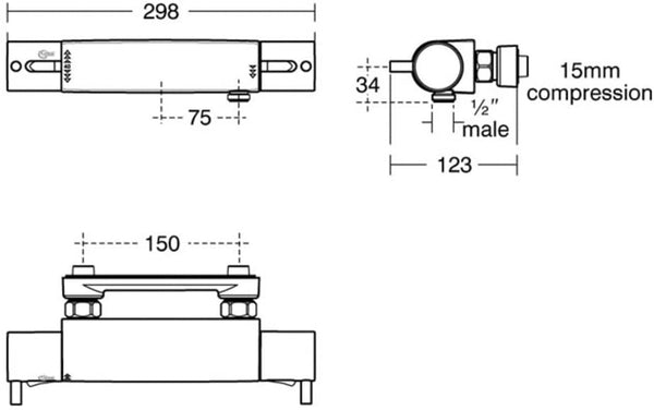 Ideal Standard A5637AA Chrome Alto Thermostatic Shower Mixer for 15 mm