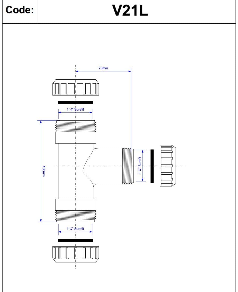 McAlpine 1̴_" x 1̴_" x 1̴_" Surefit Swept Tee V21L