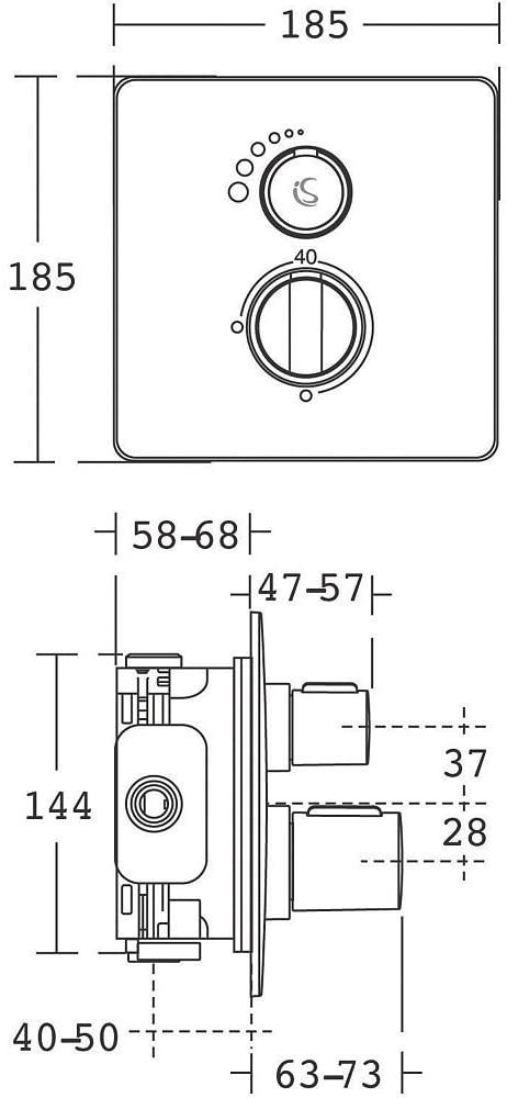 Ideal Standard Easybox Slim thermostatic shower valve. A5878AA