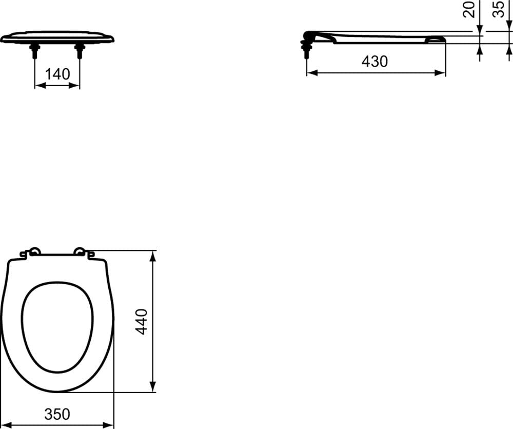 Ideal Standard E759001 White Alto Toilet Seat and Cover, Toilet