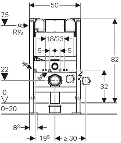 Geberit Kappa Duofix 820mm Wall Mounting WC Frame cw UP200 Cistern 111.260.00.1