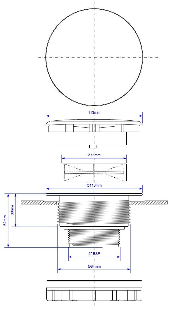 McAlpine 2" Plain White Flange High Flow Shower Waste SWHF6-WH