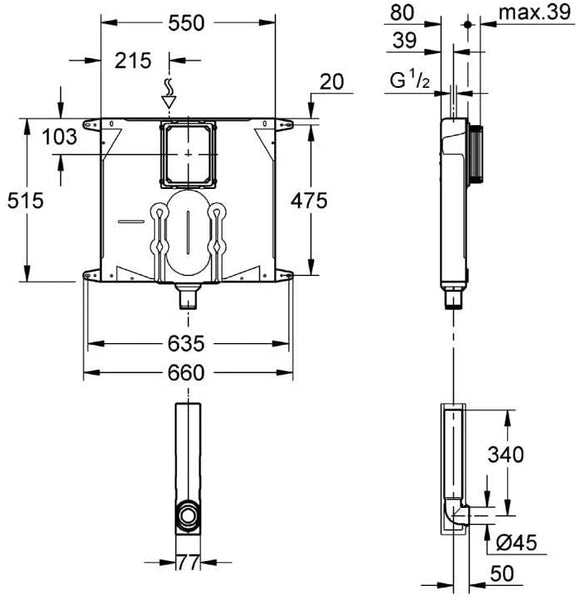 GROHE 38863000 | Skate Flushing Cistern for WC