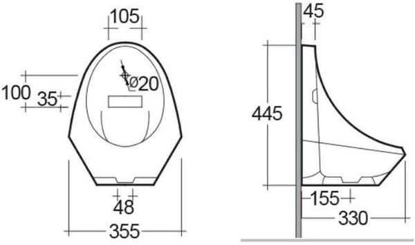 Arley Stirling 2 Urinal in A Box with Brackets Arley Urinal in A Box