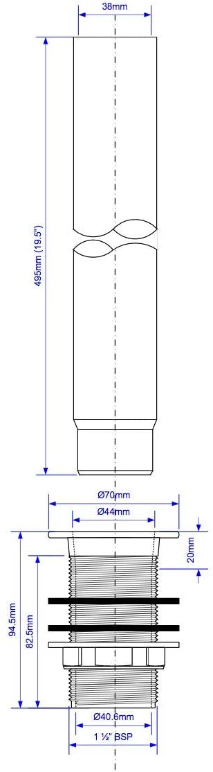 McAlpine 1̴_" Standing Waste with 3̴_" Tail TWL-18