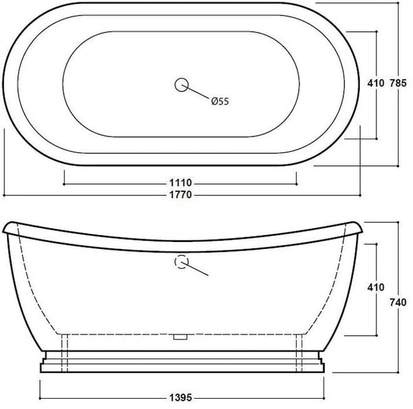 Synergy Boat 1770mm Traditional Double Ended Bath