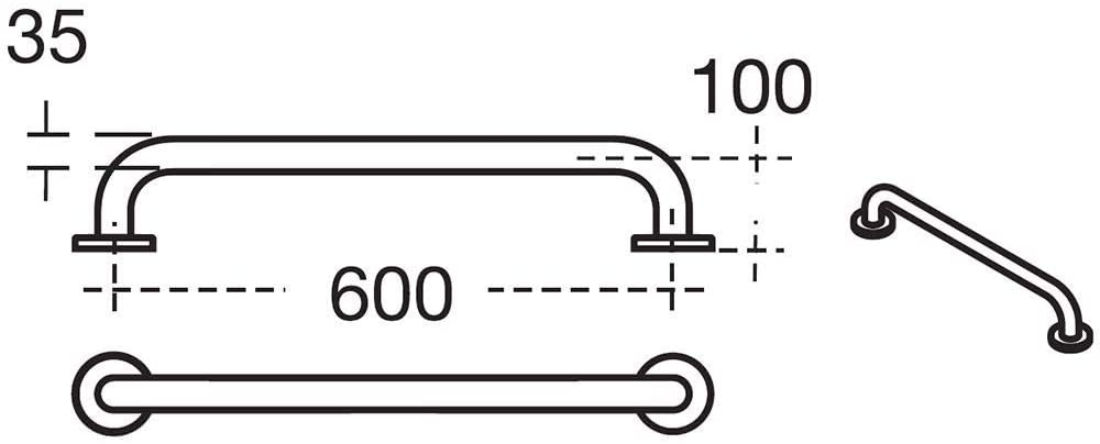 Armitage Shanks S6454RN Charcoal Contour 21 Straight Grab Rail 600 mm