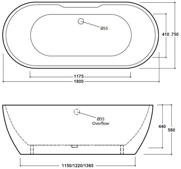 Synergy San Marlo 1800mm White Double Ended Bath