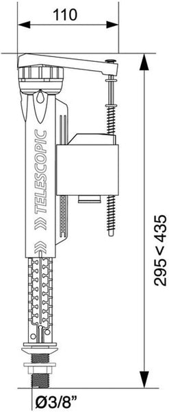 Wirquin Jollyfill Telescopic Adjustable 3/8 inch 10mm Brass Bottom Entry Inlet Float Valve 16110011, Multi-Colour