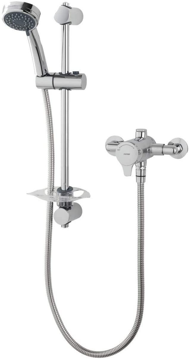 Triton Dene Mini Mixer Shower Sequential Thermostatic Exposed Chrome + Riser Kit