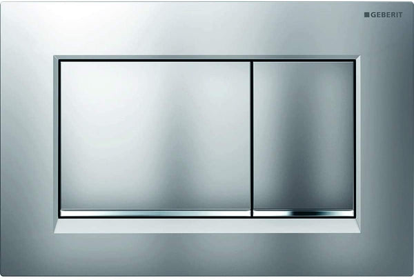 Geberit Sigma 30 115883JQ1 Actuator Plate for 2 Flushes, Front Actuation, Panel + Buttons, Matt Chrome, Stripes Chrome)