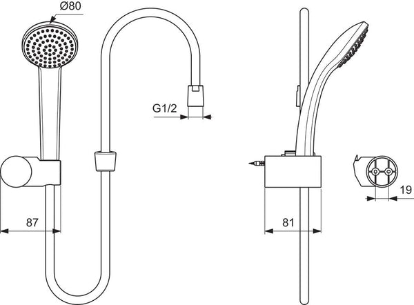 Ideal Standard B9449AA Idealrain S1 Shower Set, Chrome