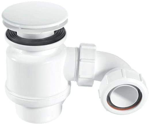 McAlpine 1̴_" 50mm Seal Resealing Shower Trap - 85mm White Plastic Mushroom STW6-M