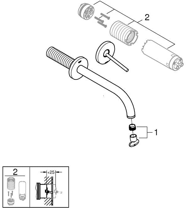 Grohe Atrio 19918003åÊ| Bath Tap with 2-Hole Basin Mixer Tap | Chrome