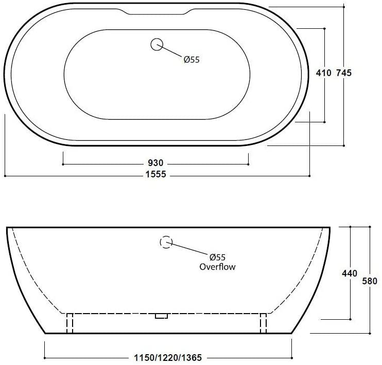Synergy San Marlo 1655mm White Double Ended Bath