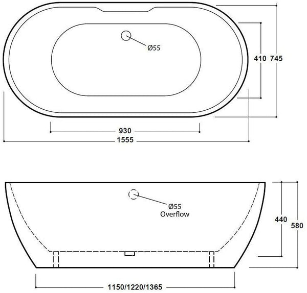 Synergy San Marlo 1555mm White Double Ended Bath