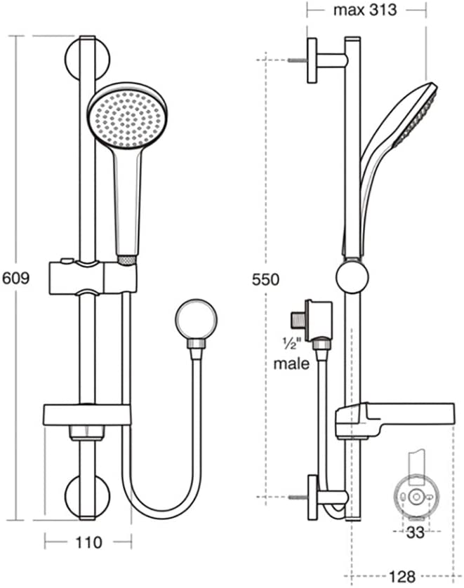 Ideal Standard B9413AA Idealrain M1 Shower kit, Chrome