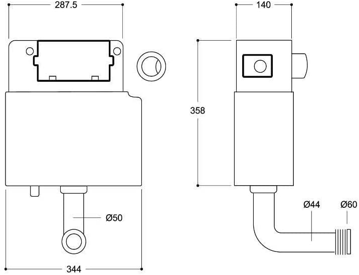 Arley Cyclone 6/3Ltr Dual Flush Slimline Concealed Cistern 238CYC-N