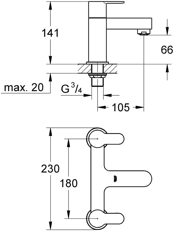 Grohe BauEdge Two-Handled Bath Filler Tap - 25216000