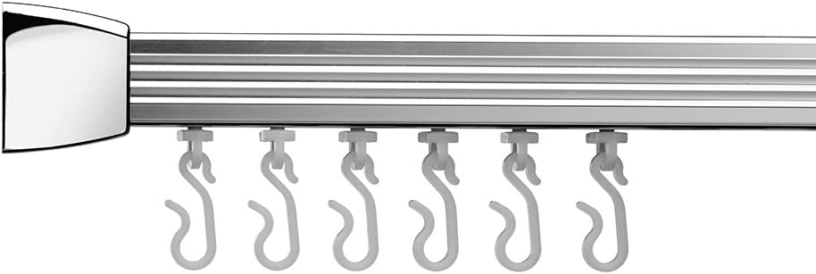 Croydex Professional Profile 800 Straight Shower Rail with Hooks and Gliders,AD200141-P