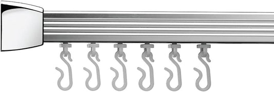 Croydex Professional Profile 800 Straight Shower Rail with Hooks and Gliders,AD200141-P