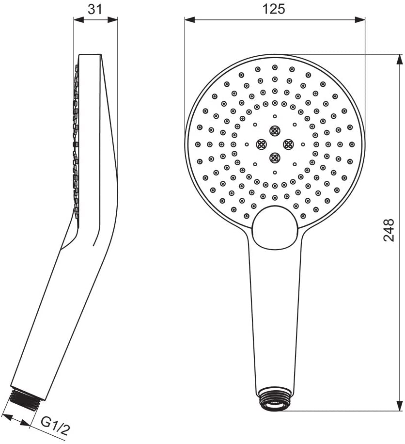 Ideal Standard B1761AA Idealrain EVO Jet Round Shower Rod with 3 Function Hand Held 600mm Wall Pole, Chrome