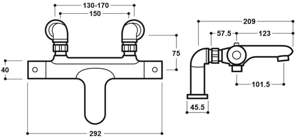 Synergy Tec Studio L Thermostatic Bath Shower Mixer SY-L17-N
