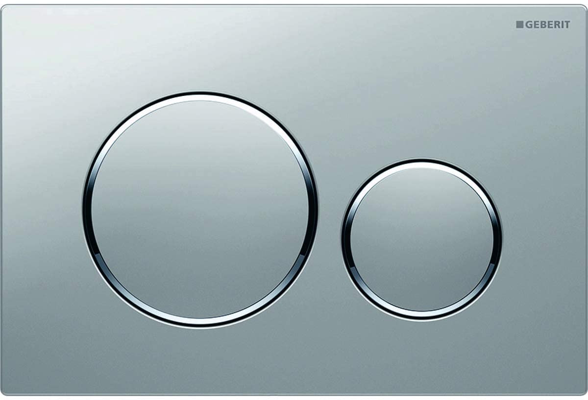 Geberit Sigma 20 115882JQ1 Actuator Plate for 2 Flushes with Front Actuation Plate and Buttons Matte Chrome Stripes